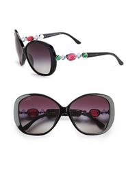 BVLGARI | Black Multi-stone Embellished Sunglasses | Lyst