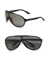 Gucci | Black Green-red-green Web Shield Sunglasses | Lyst