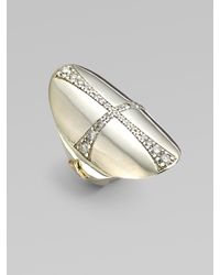 Mizuki | Metallic Diamond, Sterling Silver and 14k Yellow Gold Cross Ring | Lyst
