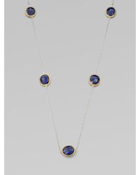 Gurhan | Metallic 24k Gold & Sterling Silver Lapis Station Necklace | Lyst