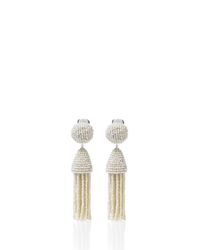 Oscar de la Renta | White Short Tassel Earring | Lyst