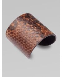 Michael Kors | Brown Python-print Cuff Bracelet | Lyst