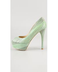 Lyst - B brian atwood Bambola Snake Pumps in Green