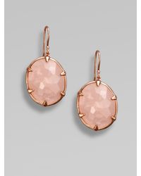 Ippolita | Pink 18k Gold & Sterling Silver Semi-precious Rose Quartz Oval Earrings | Lyst