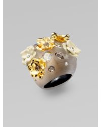 Alexis Bittar | Gray Swarovski Crystal Accented Floral Lucite Ring | Lyst