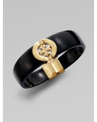Tory Burch | Black Logo Hinge Bracelet | Lyst