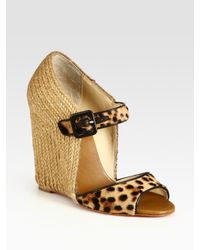 Christian louboutin Leopardprint Pony Hair and Leather Wedge ...