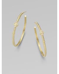 Judith Ripka | Metallic Diamond and 14k Yellow Gold Hoop Earrings | Lyst
