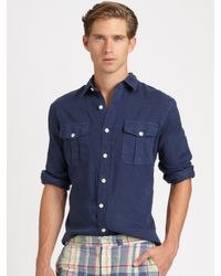 Polo Ralph Lauren | Blue Classicfit Washed Linen Military Shirt for Men | Lyst