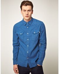 Lyst - Paul Smith Tailored Fit Western Denim Shirt in Blue for Men