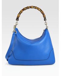Gucci | Blue Diana Bamboo Medium Tote and Shoulder Bag | Lyst