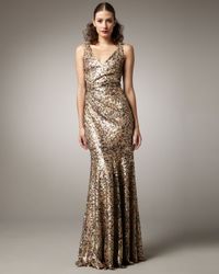 David Meister | Metallic Sequined Gown | Lyst