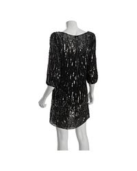 Lyst - Alice + olivia Black Sequined Silk Gretel Long Sleeve Cocktail ...