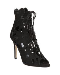 Manolo Blahnik | Black Kahikalo Caged Suede Bootie | Lyst