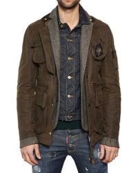 DSquared² | Green Mixed Triple Layer Long Boobou Jacket for Men | Lyst