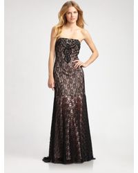 Sue Wong | Gray Beaded Lace Gown | Lyst