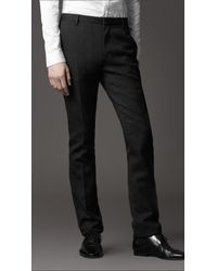 Lyst - Burberry Modern Fit Wool Trousers in Black for Men