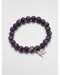 Sydney Evan | Purple Charm Accented Amethyst Beaded Bracelet | Lyst