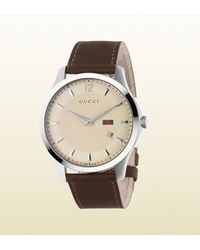 Gucci | Gray G-timeless Slim Stainless Steel And Leather Watch for Men | Lyst