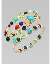 Ippolita | Metallic Semi-precious Multi-stone Station Oval Bangle Bracelet | Lyst