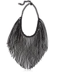 Ellebj | Black Fringe Collar Necklace | Lyst
