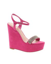 Lyst - Carvela Kurt Geiger Gene Jewelled Front Wedges in Pink