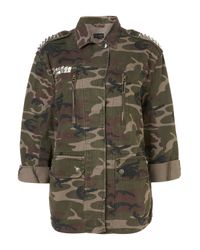 TOPSHOP | Natural Studded Camo Jacket | Lyst