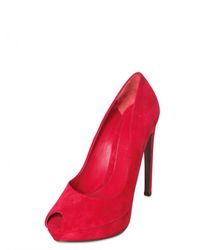 Alexander McQueen | Red 130mm Suede Open Toe Pumps | Lyst