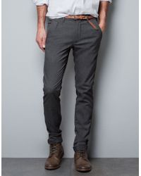 Zara | Gray Structured Chinos for Men | Lyst
