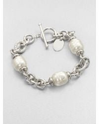 Majorica | Metallic Baroque Pearl Station Bracelet | Lyst