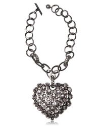 Lanvin | Gray Swarovski Heart On Brass Necklace | Lyst