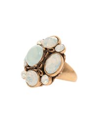 Oscar de la Renta | White Rose Goldtone Cabochon Ring | Lyst