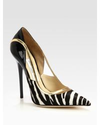 Jimmy choo Viper Zebraprint Pony Hair Patent Leather Pumps | Lyst