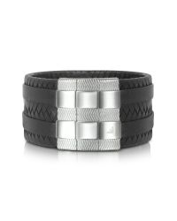 Emporio Armani | Metallic Wide Braided Leather Bracelet for Men | Lyst