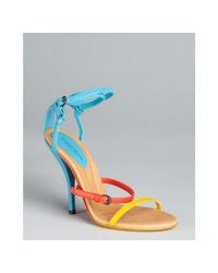 Lyst - Bottega Veneta Light Blue Colorblock Leather Ankle Strap Sandals in Blue