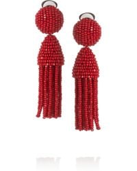 Oscar de la Renta | Purple Short Beaded Tassel Clip-on Earring | Lyst