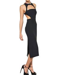 Alexander McQueen | Black Swarovski Leaf Viscose Crepe Dress | Lyst