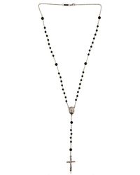 Dolce & Gabbana | Metallic Silver and Black Onyx Rosary Necklace for Men | Lyst
