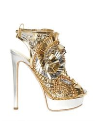 DSquared² | Metallic 150mm Laminated Leather Beaded Sandals | Lyst