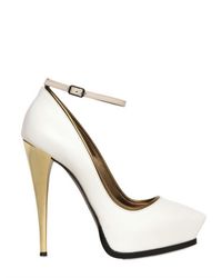 Lanvin | Natural 130mm Mirrored Heel Leather Pumps | Lyst