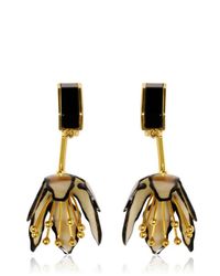 Marni | Metallic Clip On Horn Flower Earrings | Lyst