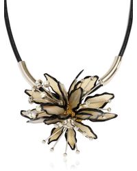 Marni | White Horn and Leather Flower Necklace | Lyst
