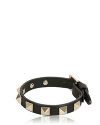 Valentino | Black Rockstud Leather Bracelet | Lyst