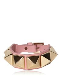 Valentino | Pink Medium Rockstud Leather Bracelet | Lyst