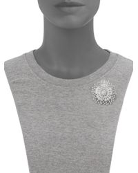 CZ by Kenneth Jay Lane | Metallic Sunburst Crystal Brooch | Lyst