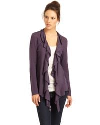 Eileen Fisher | Purple Ruffle Cardigan | Lyst