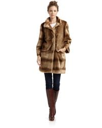 Tahari | Brown Kris Faux Fur Coat | Lyst