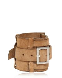 Balmain | Brown Buckle Crust Leather Bracelet for Men | Lyst