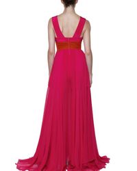 Barbara Casasola Silk Crepe Cady and Georgette Long Dress in Pink - Lyst