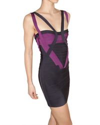 Hervé Léger | Blue Spandex Criss Cross Strap Dress | Lyst